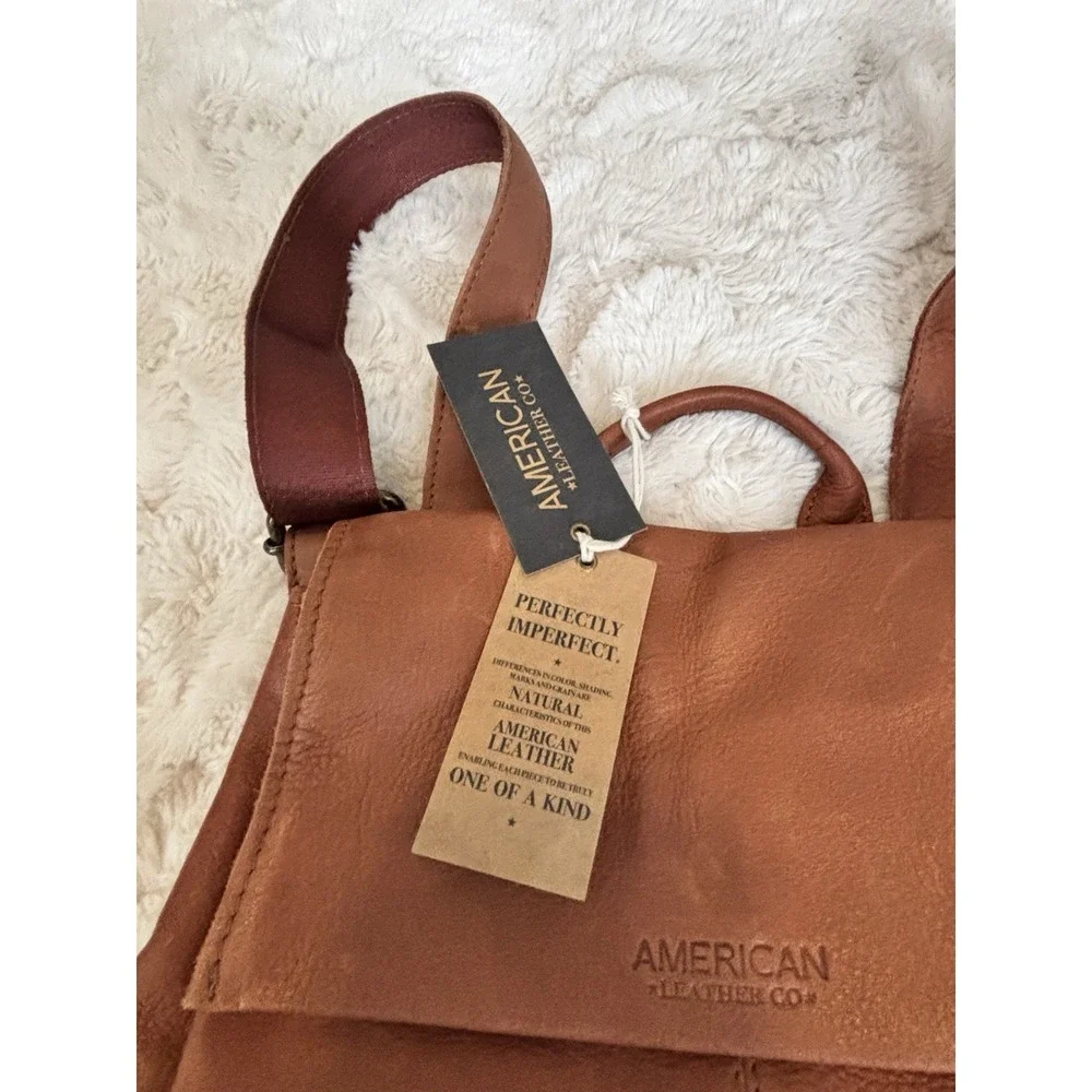 AMERICAN LEATHER Liberty Backpack In Brandy Smooth MSRP $228.00 NWT - Picture 3 of 12